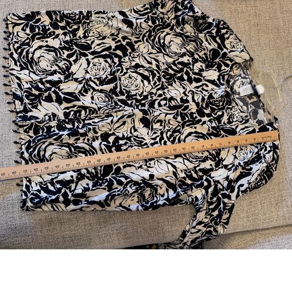 MSK Women's 2 Piece Tank Jacket Black White Floral Sequin Beaded Plus Sz. 3X - Picture 5 of 14